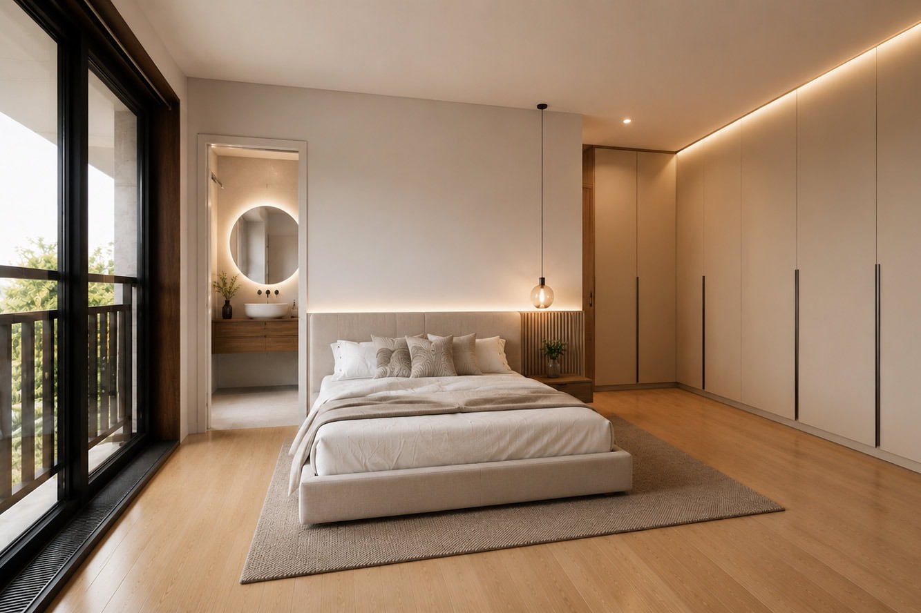Schlafzimmer mit Einbauschränken