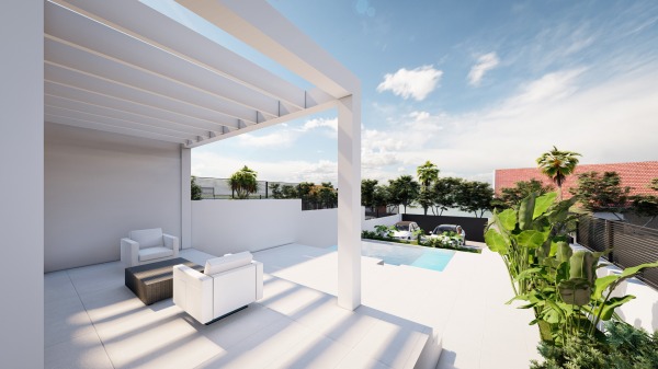 New development: Modern semi-detached houses with pool & partial sea views